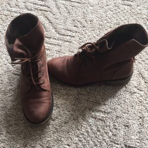 Brown combat boots